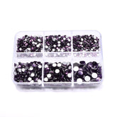 Mixed Sizes 6 Grid Box Tanzanite Glass FlatBack Rhinestones For Nail Art Silver Back WholesaleRhinestone